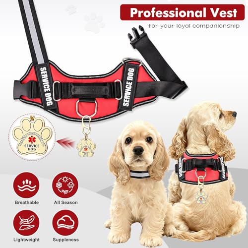 Opstin Service Dog Vest, ID Tag + 50 ADA Information Cards, Service Dog Harness in Sizes X Small to XX Large, Metal Dog Tag has Ruggedized Clip, 2-Sided Service Animal Cards,ESA Accessory Set Small - Image 4