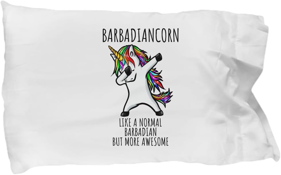 EzGift Barbadiancorn Pillowcase Funny Unicorn Barbadian Gift for Women Girl Her Dab Cute Birthday Present Dabbing Pillow Cover Case 20x30