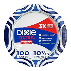 Dixie Extremely Plates, 100 Rely (Pack of 1), White/Indigo