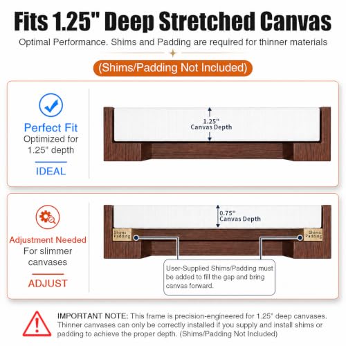 Image of Texas Art 18x30 Canvas Floater Frame, 1.25 inch Deep Wood Grain Texture Floating Picture Frame for Gallery Wrapped Canvas, Dark Walnut Modern Wall Decor for Home & Office, Fathers Gifts