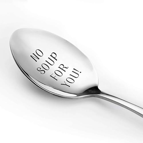 Cocina familiar sin sopa para ti, cuchara de sopa de acero inoxidable, cucharas de grabado de café expreso para amiga, novia, novio, papá, Navidad,