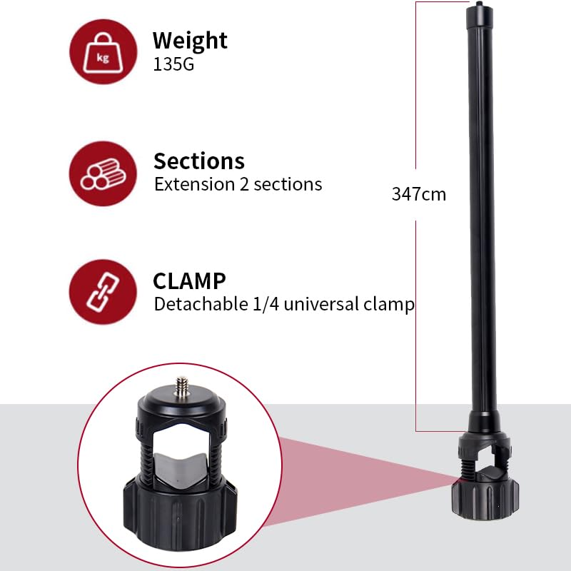 Image of BKN Extension Arm Rod Tripod Stand with 360 Ball Head Arm for Tripod, Phone, Camera, Action Camera, LED Lights, Tabletop Shooting Horizontal Arm Rod Overhead Mount with 1 /4 Screw (60cm Extended)