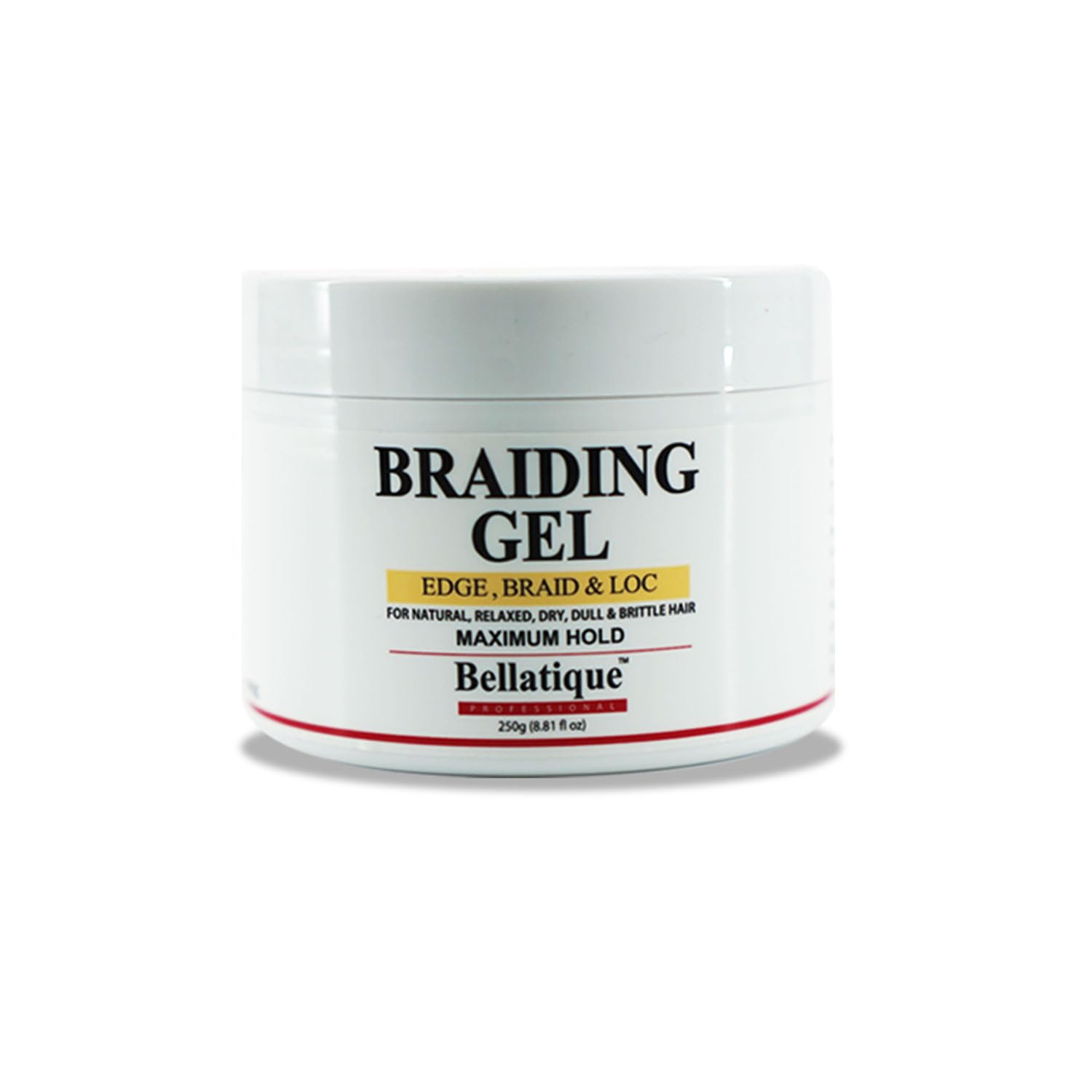 Professional Braiding Gel Maximum Hold Gel (230g) for Natural, Relaxed, Dry, Dulle and Blooming Hair, No Fading, No Fading, Quick Drying, High Gloss