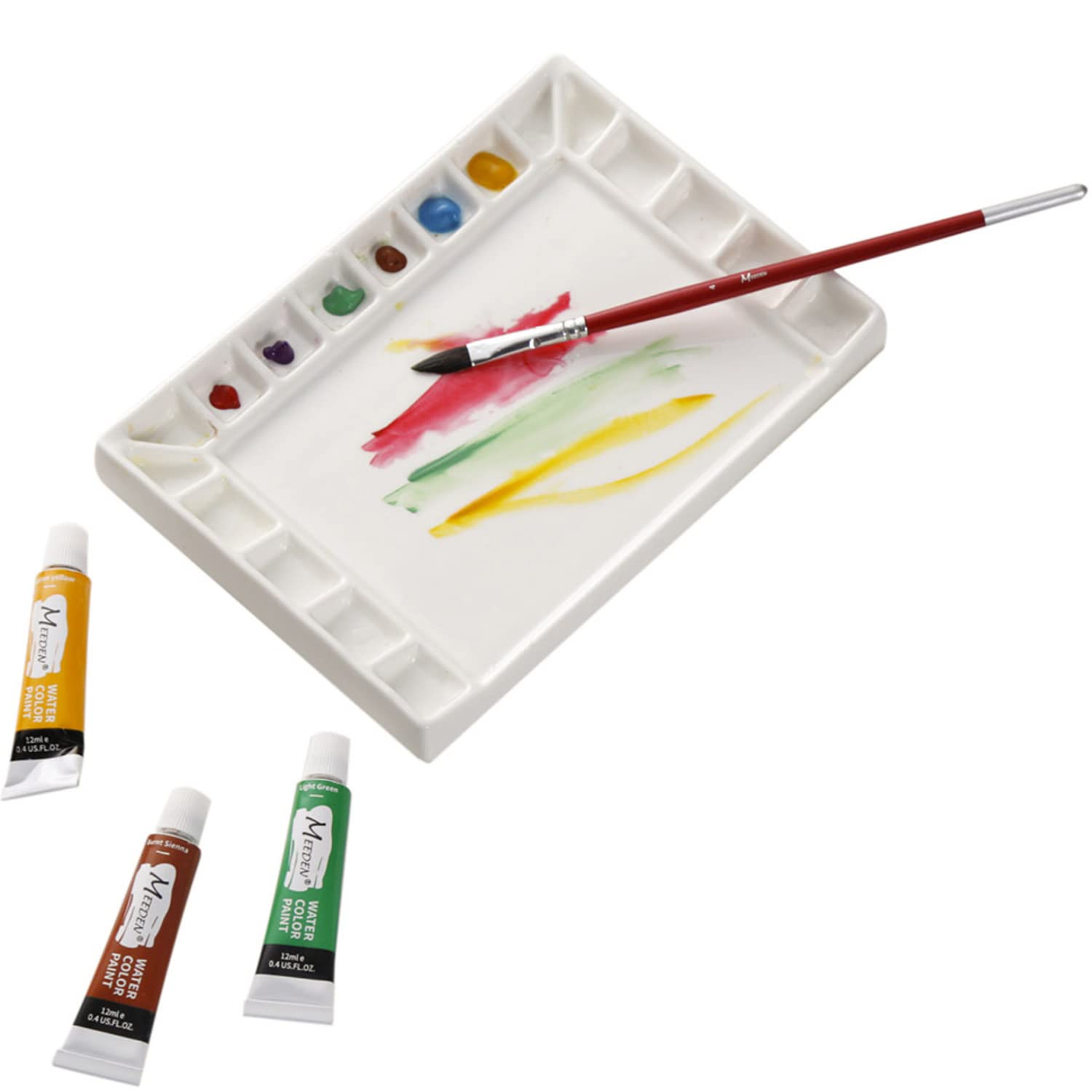 MEEDEN 18Well Porcelain Artist Paint Palette, Mixing Art Ceramic