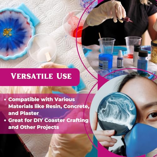 Image of Oytra Resin Coaster Mould Round 4 Inch Silicone Mold Set of 6 for Photo Frame ServingTray for DIY Casting Crafting Materials Set for Beginners and Artists