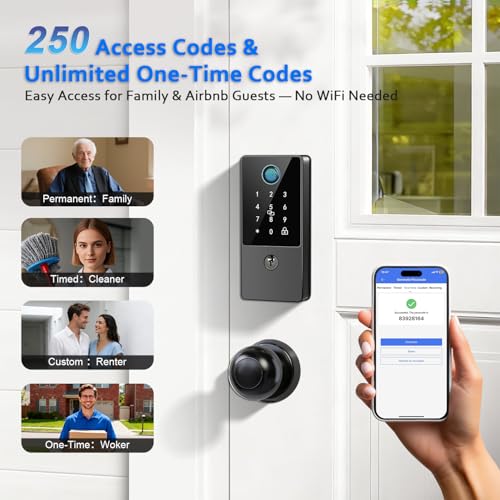 Smart Door Lock Deadbolt, Keyless Entry Door Lock with Fingerprint & Keypad,App Control,Auto Lock,Secure Electronic Digital Lock for Front Door Home Apartment Rental,Easy Installation,Matte Black - image 4