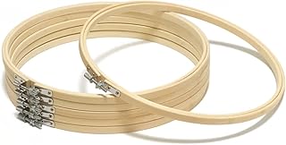 Worown 6 Stück 25 cm Bambus Stickring, Stickrahmen holz, Embroidery Hoop für Handwerk Nähen