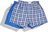Tommy Hilfiger Men's Underwear 3 Pack Cotton Classics Woven Boxers, Blue Plaid/Solid Blue/Navy Plaid, Medium