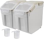 AnRui Airtight Flour Storage Container 25Lb, Large BPA Free Plastic Rice Storage Dispenser Kitchen Pantry Organizer Box Pet Dog Cat Food Storage Container Bin, 2Pcs Blue