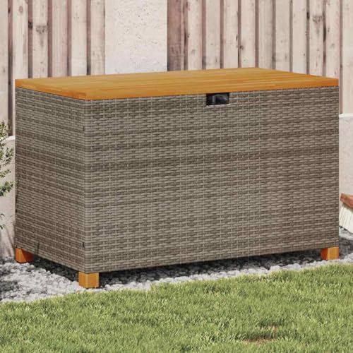 Genérico Caja de almacenaje jardín Madera Acacia ratán Gris 110x55x63 cm,Mobiliario,Muebles de jardín,Cajas de almacenaje para Exteriores,Gris,366286