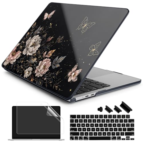 Batianda Case for MacBook Air 15" 2026 M5 M4 M3 M2 Chip, Midnight Bloom