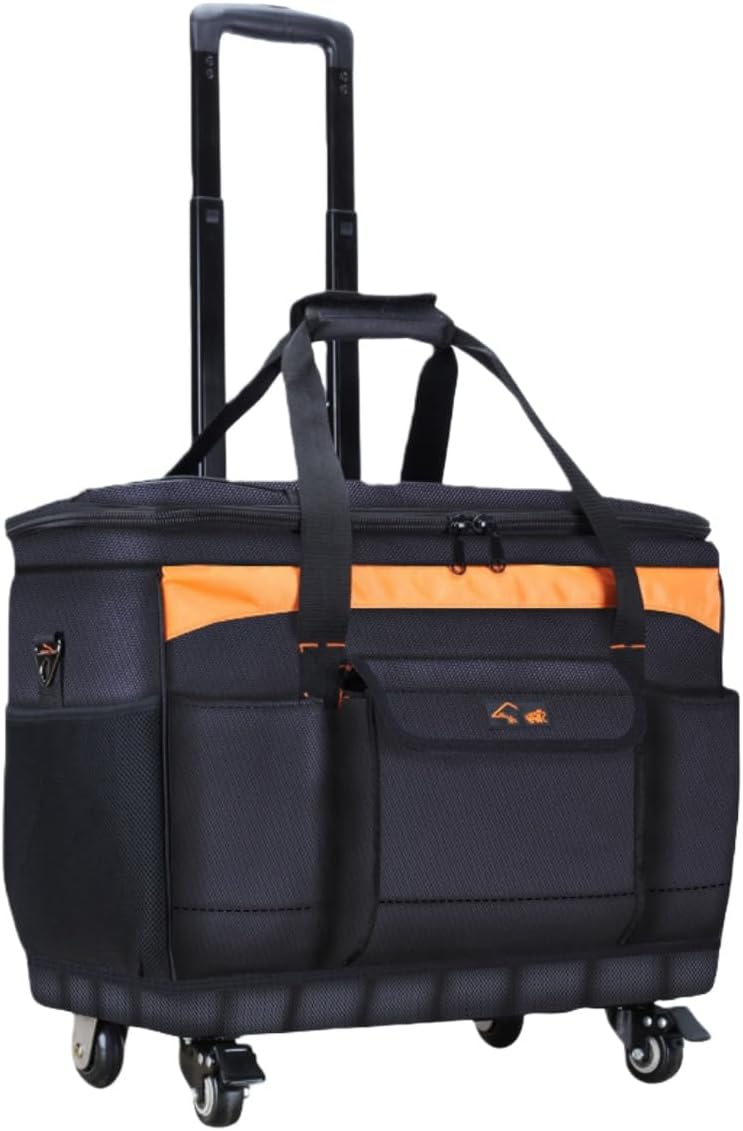Tool Bag, Rolling Tool Box, Trolley Tool Box Bag, Large Capacity, Multifunctional, Oxford Fabric, Multi-Level Height Adjustment, Rotating Wheels, Hardware Bag, Construction, Electrician, Repair
