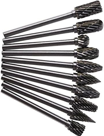 WeterCos(TM) 10pcs Carbide Burrs Drill Bit Set Rotary Burr Micro Drill Bits for Metal Woodworking Carving Tool Glass Diamond