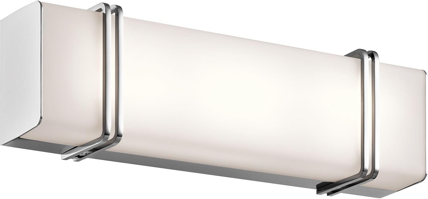 Kichler Impello 18.25" LED Linear Vanity Light with Satin Etched White Glass, Chrome