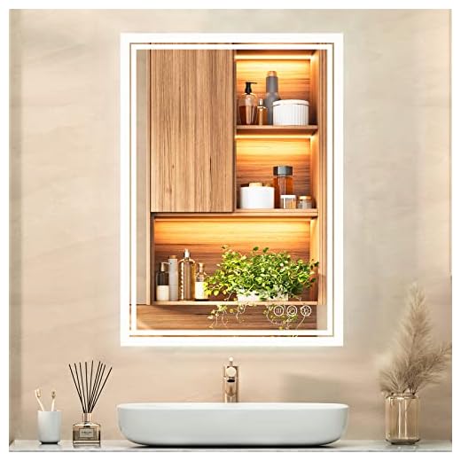 ANTEN 32" x 24" LED Mirror for Bathroom, Backlit Lighted Mirrors for Bathroom Wall, Anti Fog Led Vanity Mirror, 3000-6000K, Stepless Dimmable, IP54, Shatterproof Makeup Mirror