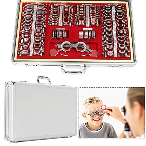 TBVECHI 266pcs Optical Trial Lens Set Optometry Kit Metal Rim Aluminum Case Trial Frame Suitable for vision screening, physical examination