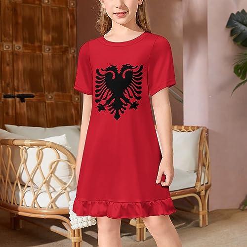 American Flag Girl's Dress Summer Crew Neck Children's T-Shirt Tops Casual Wear2