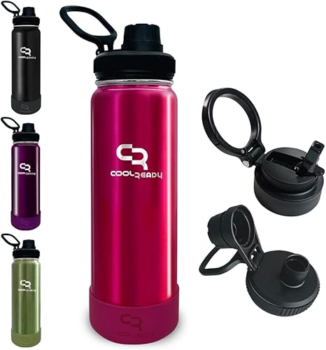 Miniatura 11 de Botella de Agua Aislada de 40 oz Negro Metálico con Tapas de Pajita y Boquilla – Botella Térmica de Acero Inoxidable, Diseño de Boca Ancha a Prueba