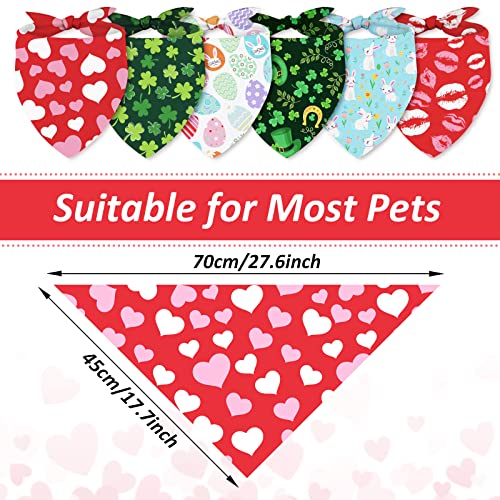 Whaline 6 Pack Valentine's Day Pet Bandanas Heart Pet Neckerchief Shamrock Clover Triangle Dog Bibs Easter Spring Bunny Dog Collar Scarf St. Patrick's Day for Pet Costume Accessories - Image 3