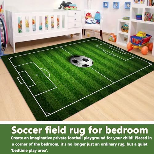 Tapete decorativo campo fútbol para niños 2.6x4ft miniatura 3