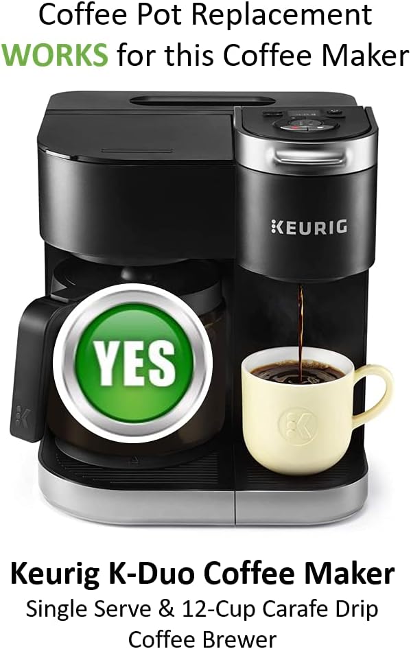 CAFÉ BREW COLLECTION Coffee Pot Replacement for KEURIG DUO (not the Duo Essentials Model) Coffee Maker, Borosilicate Glass Coffee Machine Replacement Carafe: Home & Kitchen