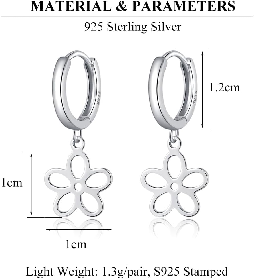 SLUYNZ Solid 925 Sterling Silver Flower Hoop Earrings for Women Teens Hollow Flower Hoop Earrings Huggie - Image 7