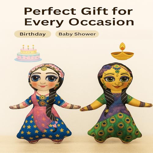 Image of Lalita Vishakha Radha Ji Sakhi Doll Soft Plush Toy for Kids | Handmade Cultural & Spiritual Toy | Washable Fabric | 7.5 Inch Cute Doll Set for Gifting & Decoration