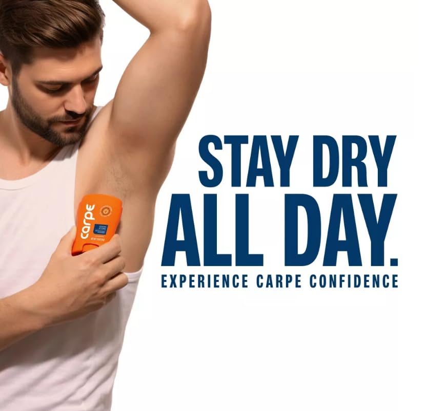 Carpe Men's 100HR Sweat & Odor Control Antiperspirant Deodorant - Ocean Storm - 1.76oz: Paraben-Free, Vegan, Cream, Under Arm