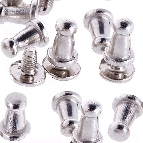 RUBYCA 30 Sets Silver Head Button Studs and Posts, Metal Screwback Studs, Chicago Screws for Leather Crafting 9mm X 6mm