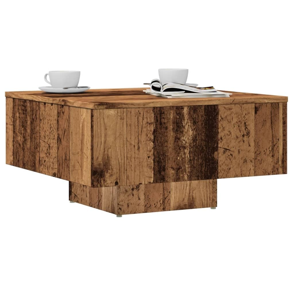 vidaXL Table Basse Vieux Bois 60x60x31,5 cm Bois d'ingénierie, Table d'appoint, Table de Salon, Table latérale, Bout de canapé, Table Centrale