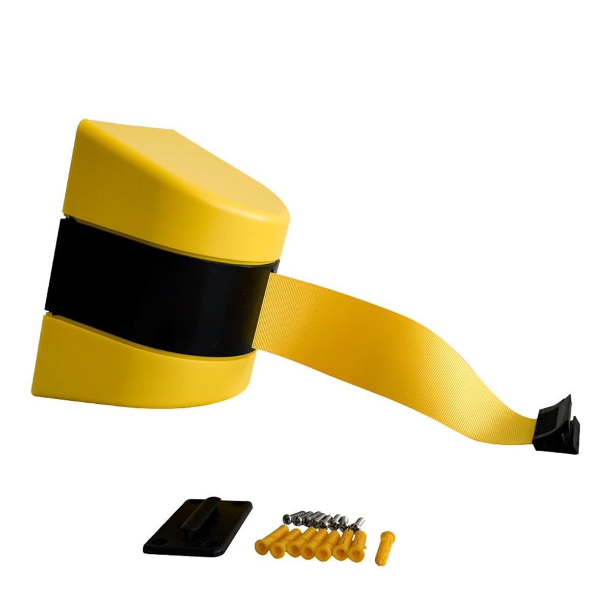 Cinturón De Barrera Retráctil De Pared De 1,98 M (6,5 Pies) con Cinta De Seguridad Amarilla/Negra. Sistema De Partición para Control De Multitudes. Cinturón De Precaución para Una