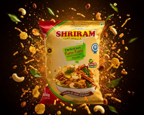 Image of SHRIRAM TAMTAMWALA Delicious Tamtam Regular Mixture Vadodara Tamtam Mix Namkeen | Tasty & Crunchy Tea-time Perfect for Anytime Munching, Crispy and Delicious Traditional Recipe ( 500g Pack Of 2)and (250g Pack Of 1 )