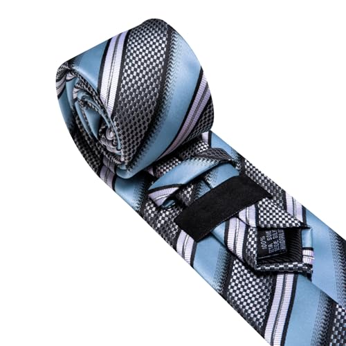 Image of Barry.Wang Mens Tie Set Plaid Check Neckties Formal Business Wedding Luxury Pocket Square Cufflinks