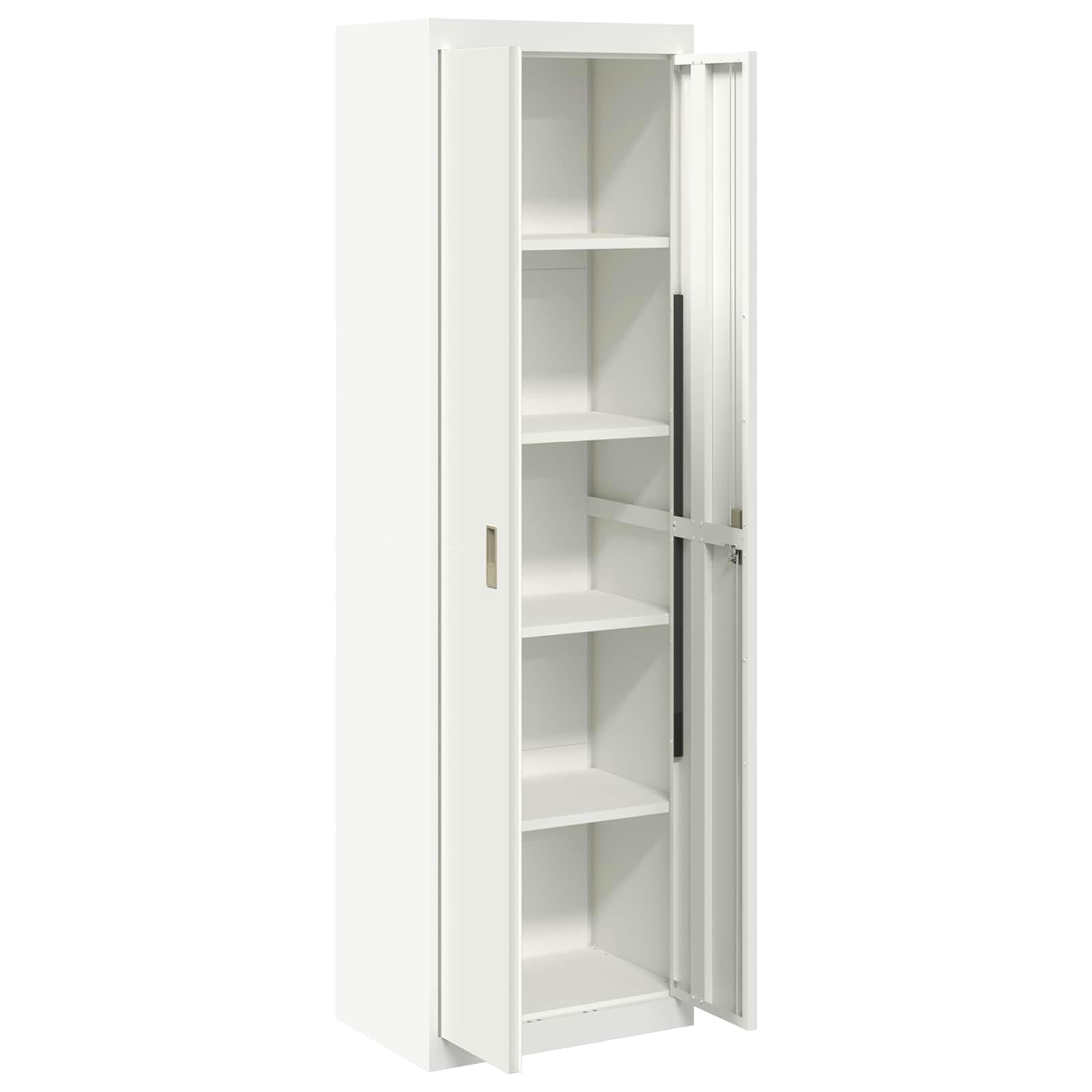 vidaXL Aufbewahrungsschrank Weiß 60 x 40 x 200 cm Stahl, Industrieller moderner Büroschrank, freistehende abschließbare Aufbewahrungslösung, robuster Stahl-Organizer, geräumige und sichere Einheit