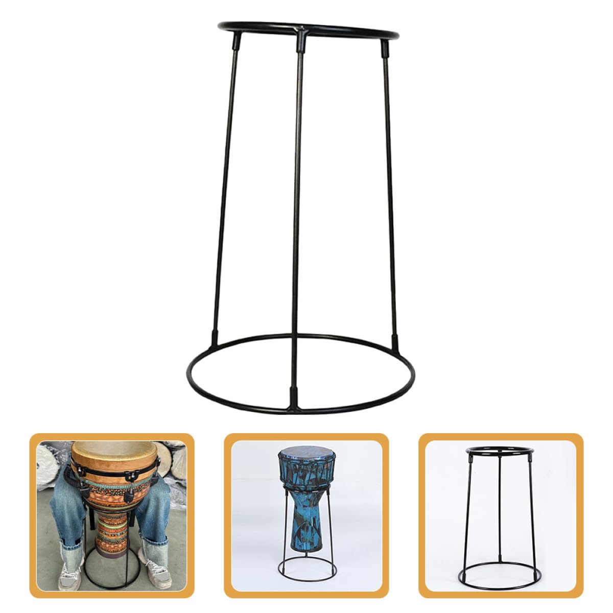 Toyvian Soporte para Tambores de 10 Pulgadas, Soporte Metálico para Djembé de Pie y Sentado, Accesorio Resistente para Percusión, Compatible para Práctica y Presentaciones en Escenario