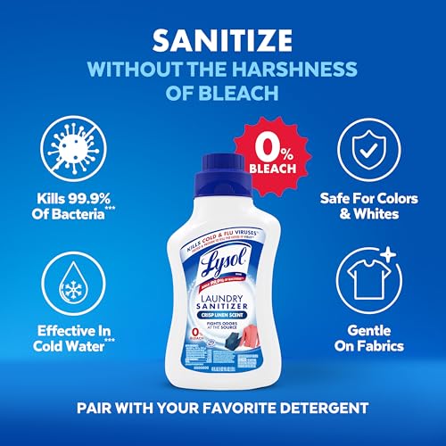 Image of Lysol Disinfectant Laundry Sanitizer & Scent Booster, Laundry Detergent Additive, Color Safe Bleach Alternative, Laundry Odor Eliminator, Kills Bacteria & Viruses, Crisp Linen Scent, 41 Fl Oz Liquid