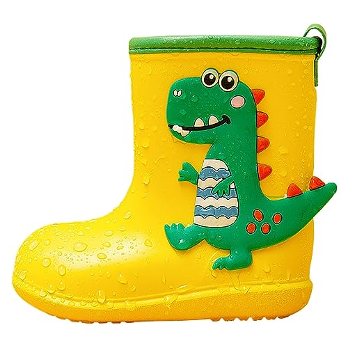 Zapatos para Niños Botas De Lluvia para Niños IR A La Escuela Botas De Lluvia En El Tobillo Sin Cordones Botas De Jardín Zapatos De Goma (Yellow 19)
