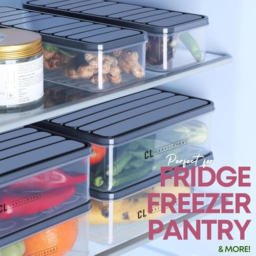 Image of Air Tight Plastic Storage Containers Set of 6 1200 ML | Pantry Organizers for Kitchen | Fridge Storage Boxes | Leak Proof BPA Free Durable & Space Saving Grocery Containers