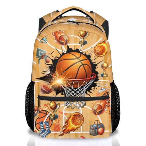 CUSPCOD Mochila escolar de jogos para meninos e adolescentes - 43 cm de grande capacidade para o ensino médio, Laranja