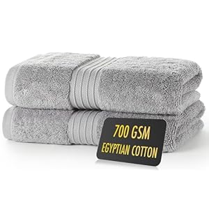 ALSAP Grey Hand Towels Pack of 2 – Ultra Soft Super Absorbent 700 GSM Egyptian Cotton Towels – Bathroom Linen Sets – Luxury Hotel Quality Cotton Hand Towels Set Convenient Size 50×90 cm