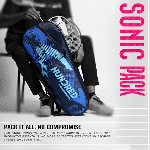 Image of Hundred Sonic Pack Kit Bag | Spacious Badminton Racket Bag with Dual Large Compartments for Rackets, Shoes & Gear - Ideal for Sports, Gym & Travel | Unisex Design