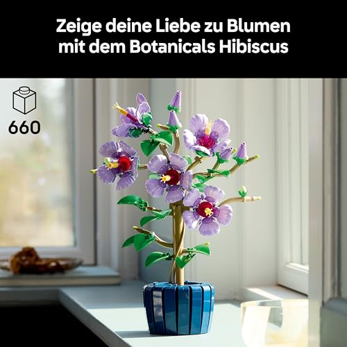 Image of Lego Hibiscus Flower (10372) - Flowers Lego Botanicals, Bouquet Decoration (Including Printed Tile)