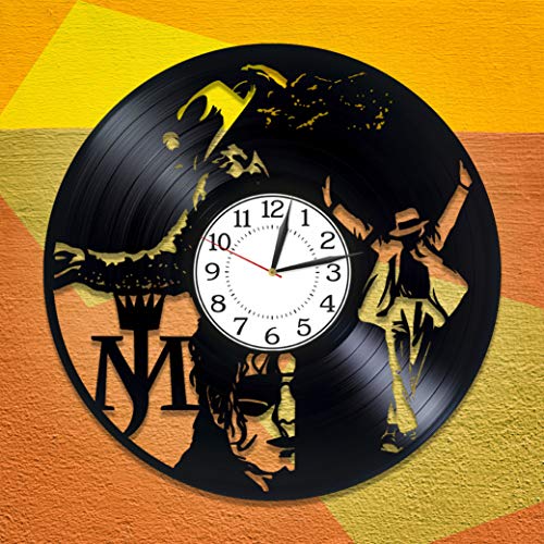 Kovides M. Jackson Vinyl Clock 12 Inch King Of Pop Birthday Gift Idea Moonwalker Vinyl Record Wall Clock Music Handmade Clock For Man And Woman Mj Original Home Decor #TOP1