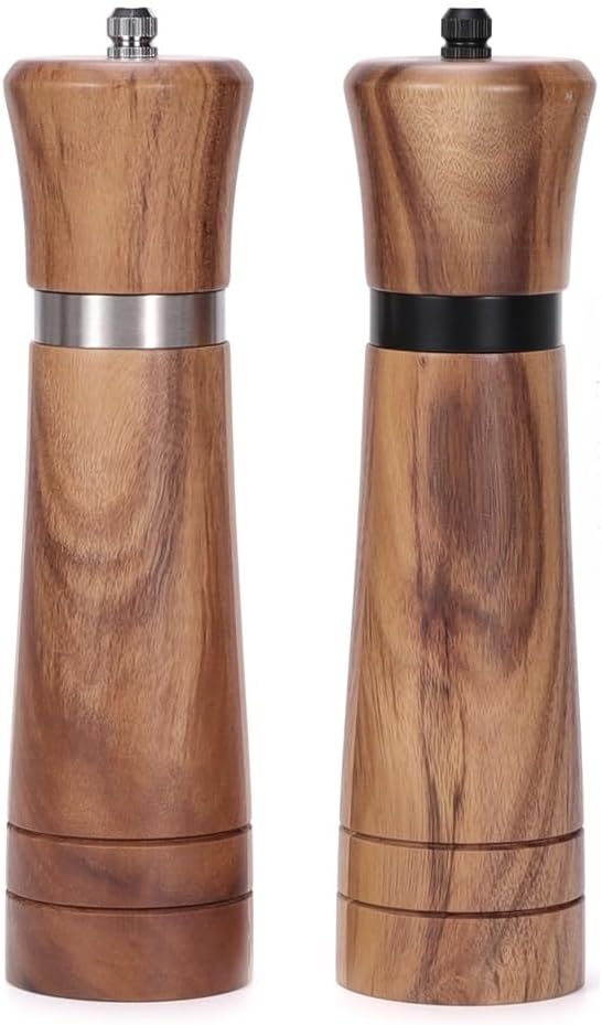 Pepper Grinder, Wood Salt and Mills Sets (included a spare ceramic and brush)