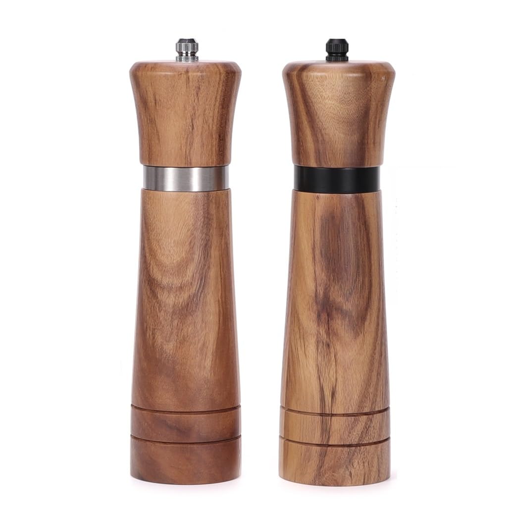Moulin à poivre en bois de 8 pouces sel épices mécanisme céramique avec brosse