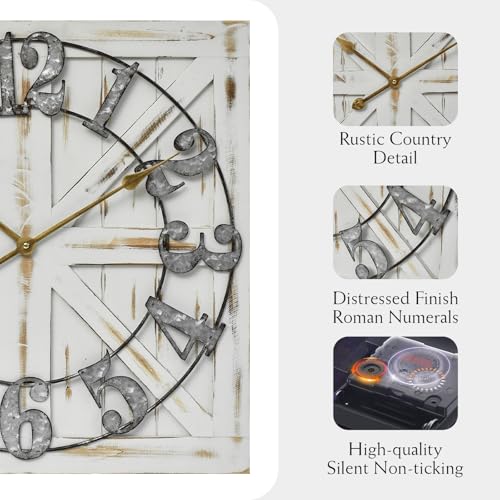 Large Farmhouse Wall Clock – 24 Inch Square Rustic Wooden Clock with Decorative Reversible Wooden Sign, Perfect for Any Space and Ideal Gift - Image 6
