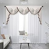 ELKCA Luxury Cream Double-Sided Velvet Waterfall Valance for Living Room Soft Velvet Bedroom Curtain...