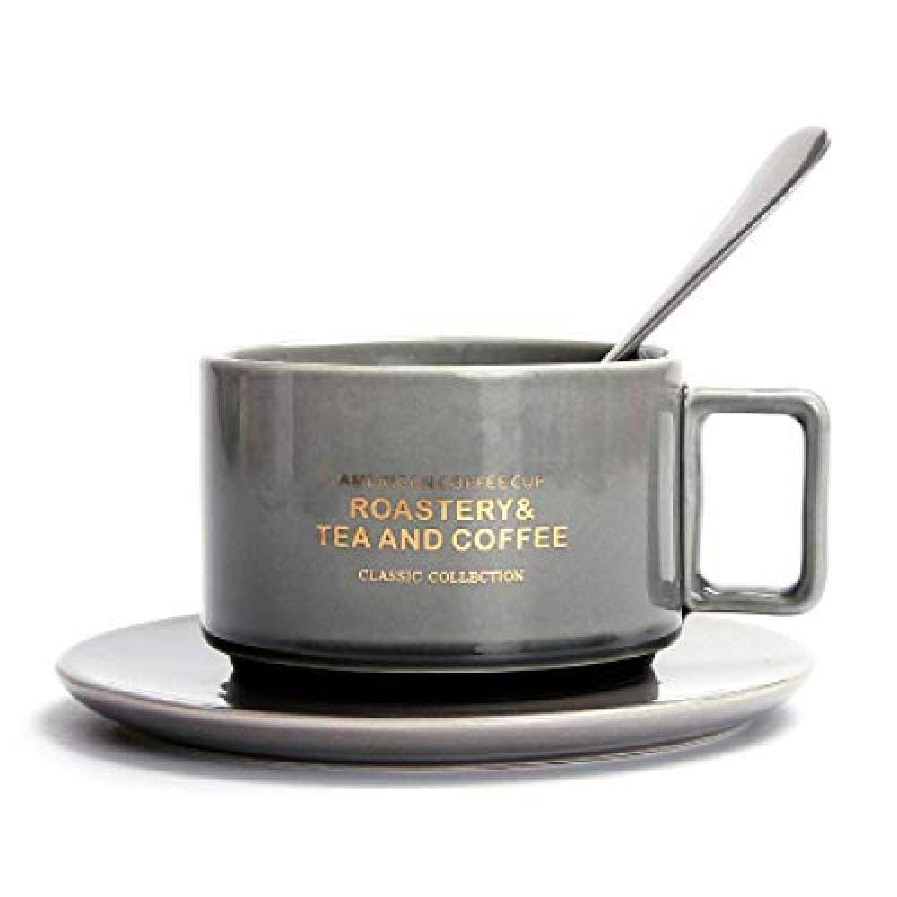 Tazas de café de Estilo Americano creativo con cuchara juego de té Continental Taza de té Simple hogar de Color Mate tazas de café de cerámica@C@D1