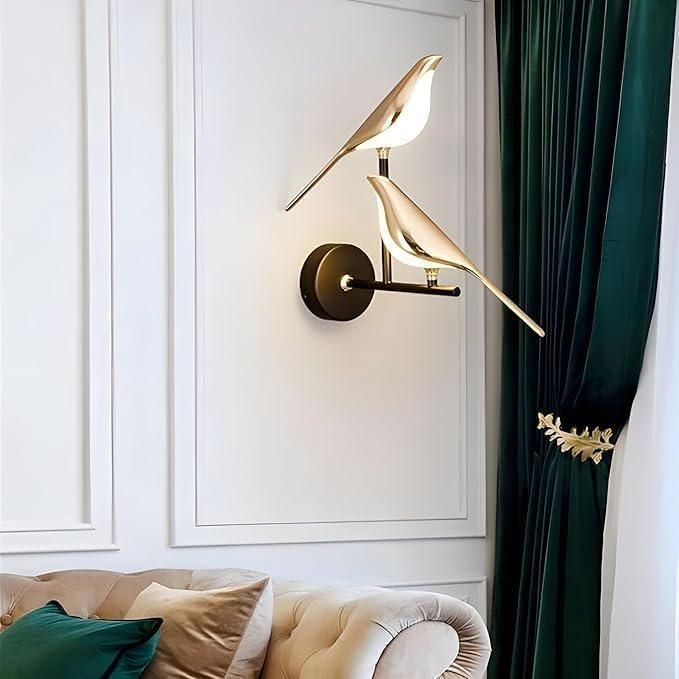 Image of Golden Bird LED Wall Light for Living Room & Bedroom, Modern Decorative Wall Lamp for Home, Cafe & Restaurant (Double Bird WALL)