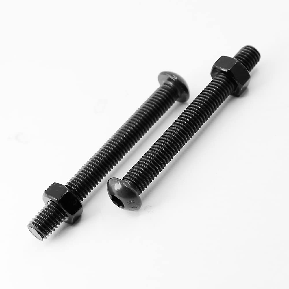 (10 Sets) M8 x 60mm Screws and Nuts Set Half Head Hex Socket Screws 10.9 Grade Alloy Steel Full Thread, Black - Image 4
